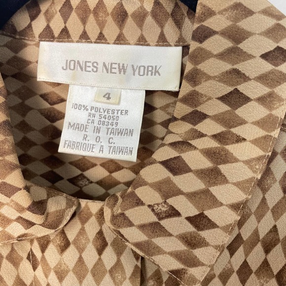 Vintage Jones New York Button Down Blouse Brown Size 4 - Picture 6 of 6